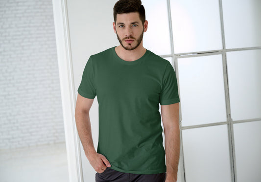 Men's Plain Bottle Green Classic T-shirt by ZealforTee