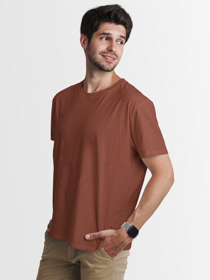 Men Solid Brick Red Classic T-shirt by ZealforTee