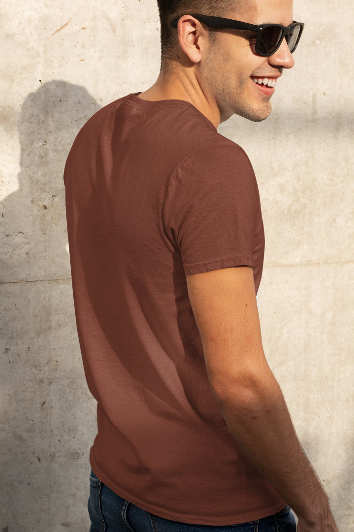 Men's Plain Brick Red Regular Fit T-shirt by ZealforTee