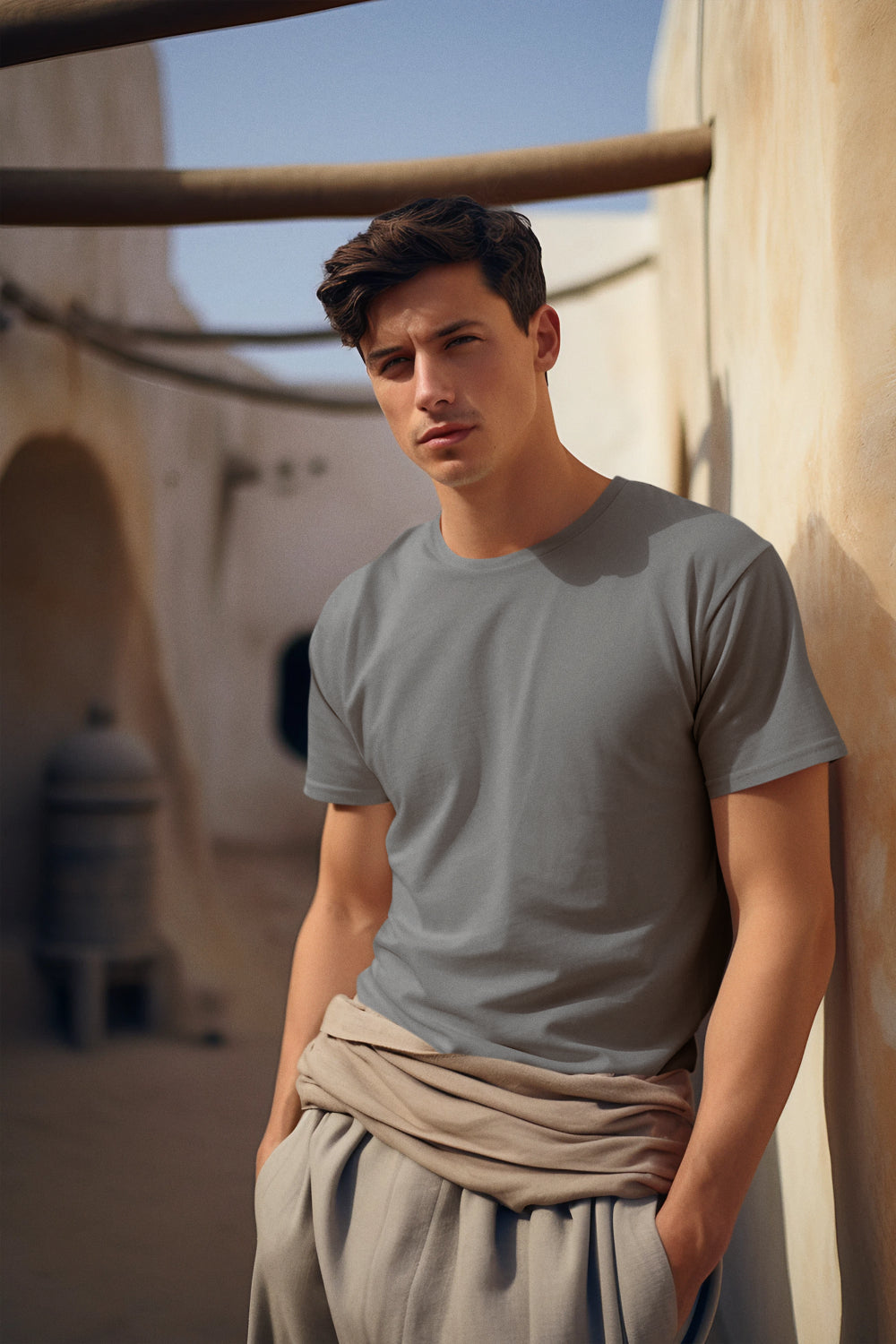 Men's Plain Charcoal Regular Fit T-shirt by ZealforTee