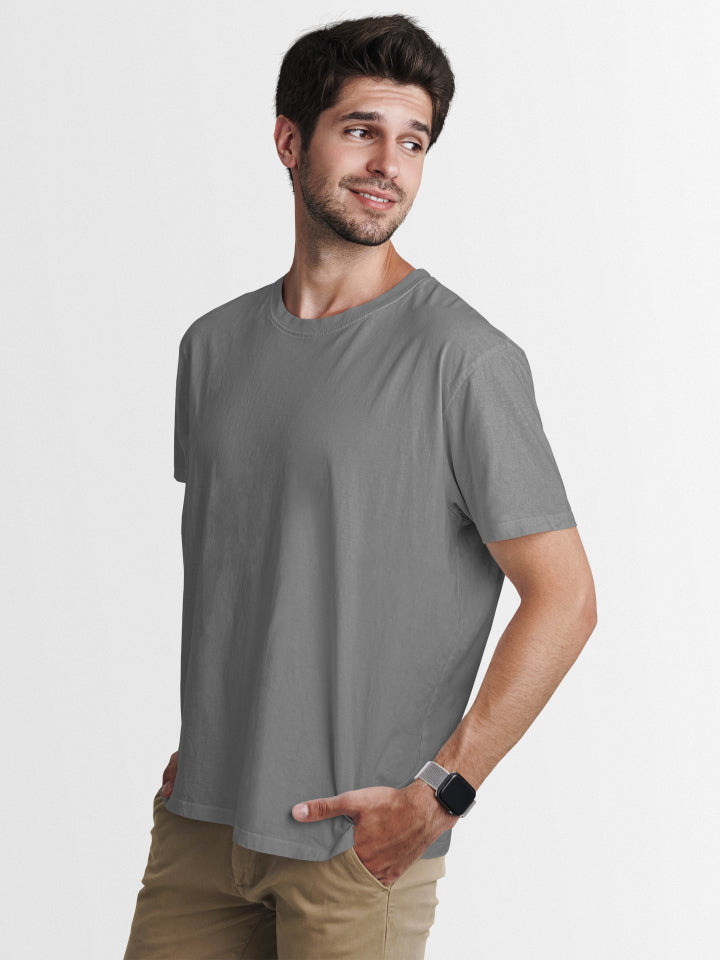 Men Solid Charcoal Classic T-shirt by ZealforTee
