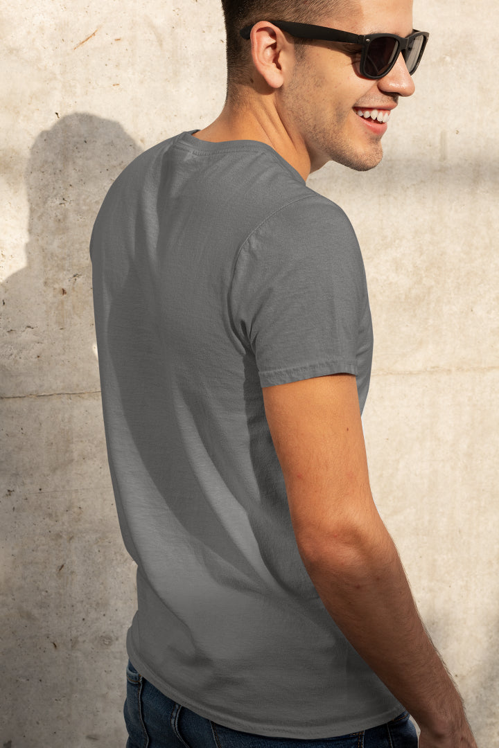 Plain Charcoal color T-shirt for Men by ZealforTee