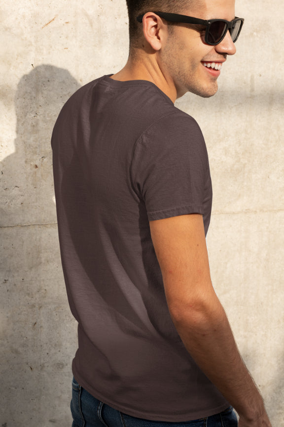 Men's Plain Coffee Brown Regular Fit T-shirt by ZealforTee