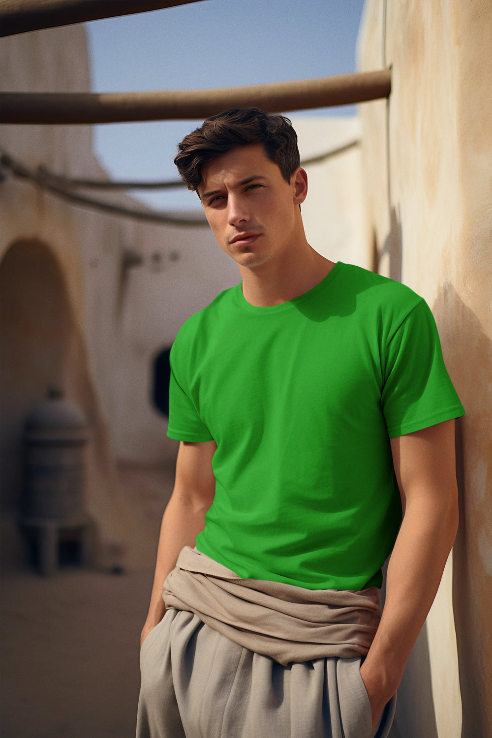 Men's Plain Flag Green Regular Fit T-shirt by ZealforTee
