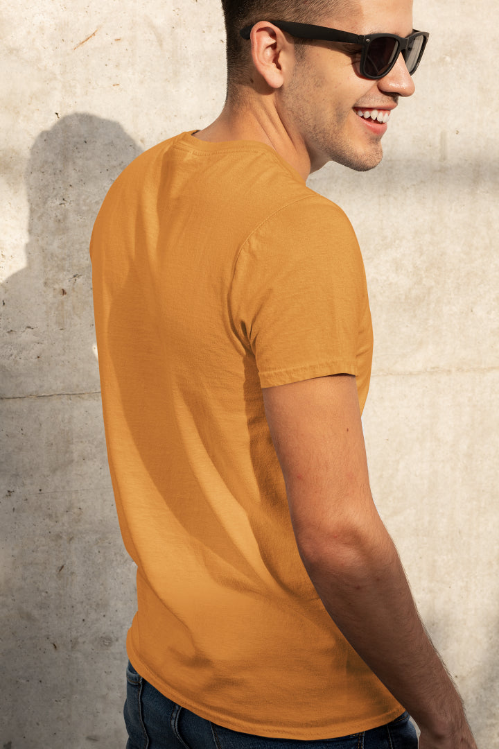 Men's Plain Golden Yellow Regular Fit T-shirt by ZealforTee