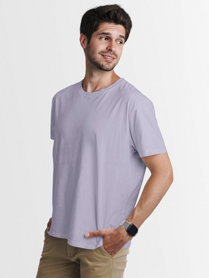 Men's Plain Lavender Regular Fit T-shirt by ZealforTee