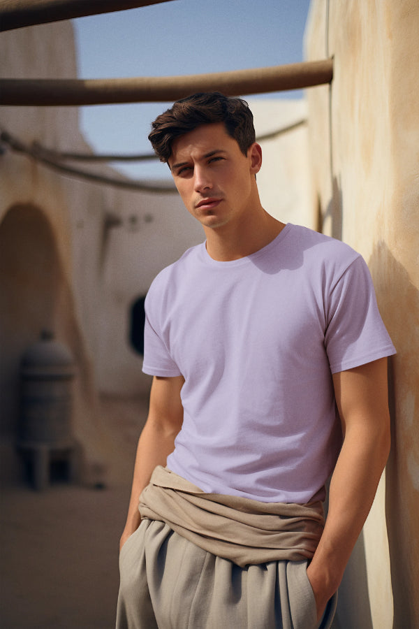 Men Solid Lavender Classic T-shirt by ZealforTee
