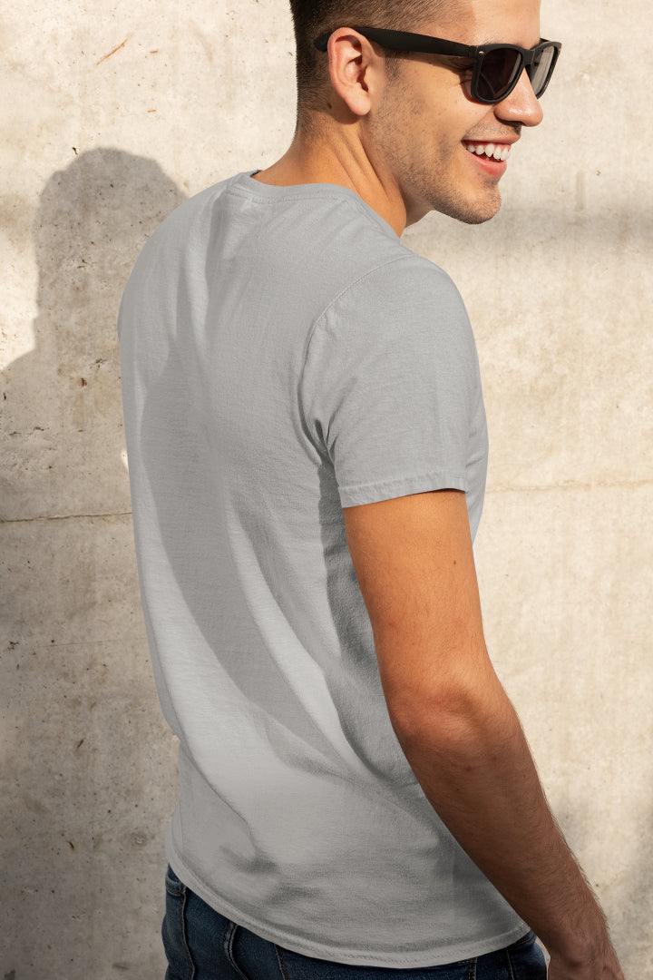 Plain Grey Melange color T-shirt for Men by ZealforTee