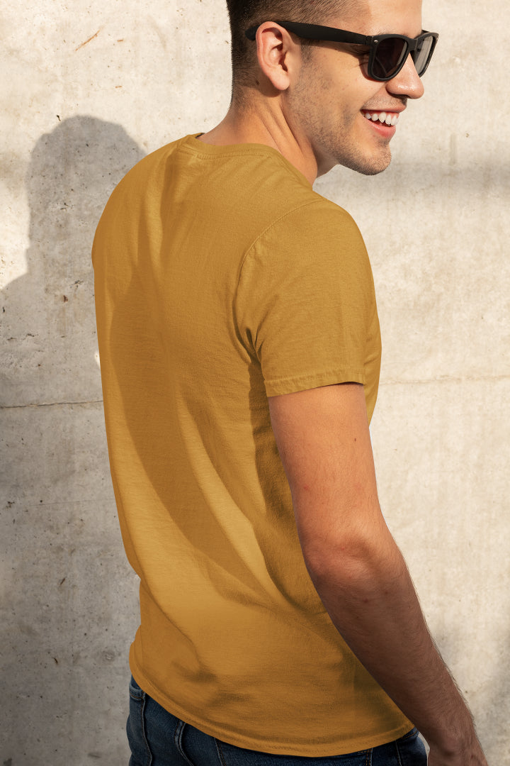 Men's Plain Mustard Regular Fit T-shirt by ZealforTee