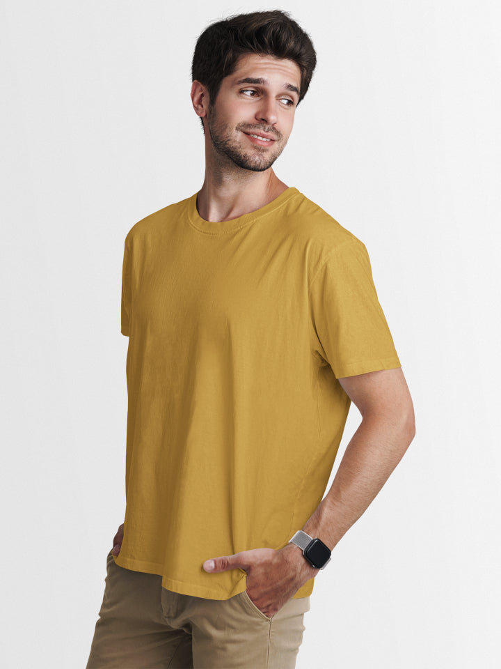 Plain Mustard color T-shirt for Men by ZealforTee