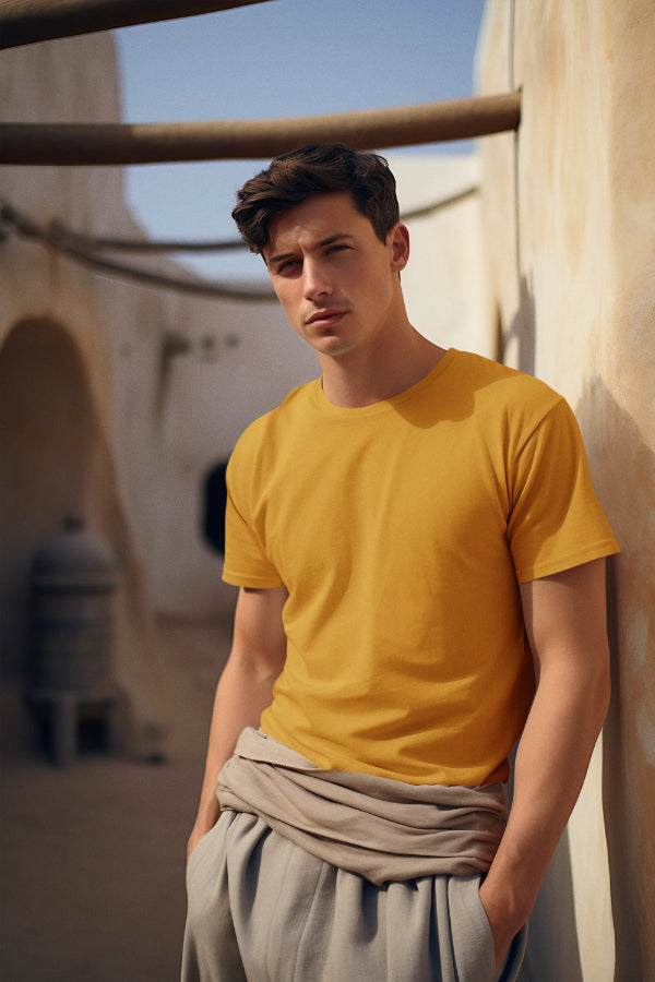 Men's Plain Mustard Classic T-shirt by ZealforTee