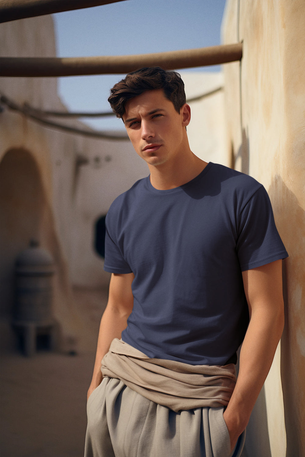 Men's Plain Navy Blue Regular Fit T-shirt by ZealforTee