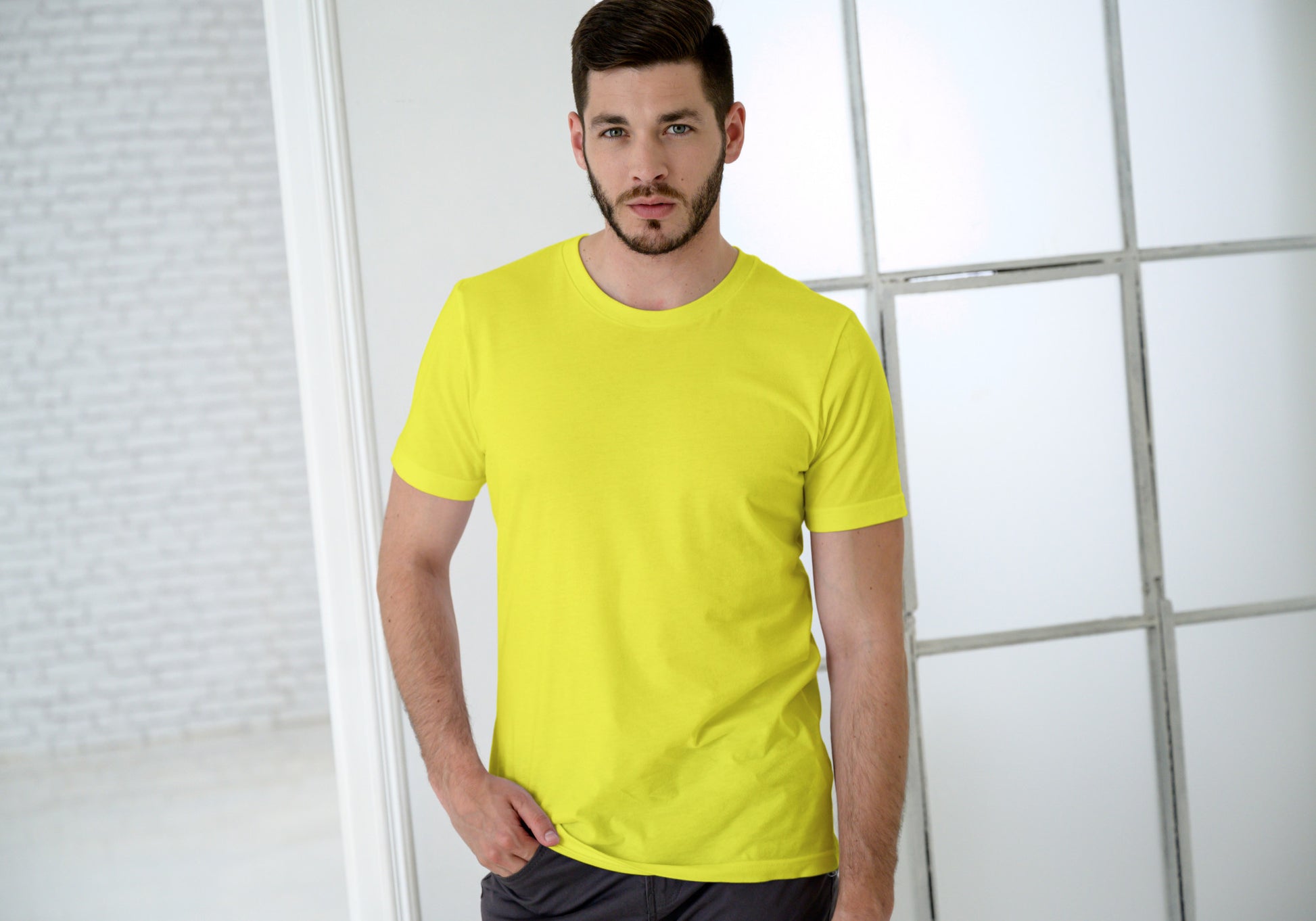 Men Solid New Yellow Classic T-shirt by ZealforTee