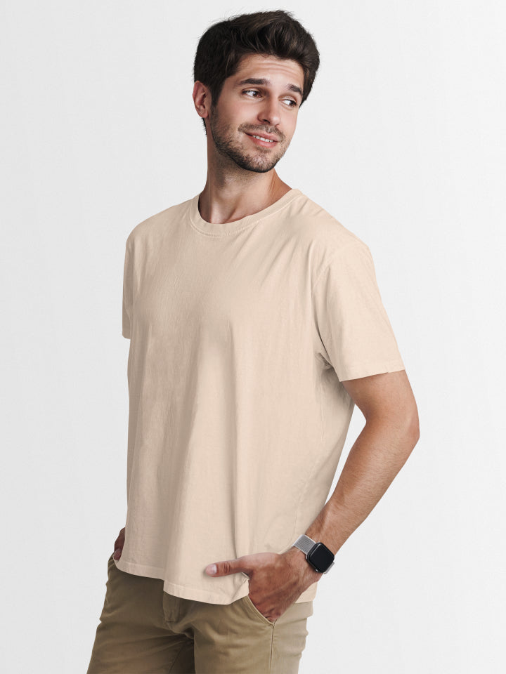 Men's Plain Peach Regular Fit T-shirt by ZealforTee