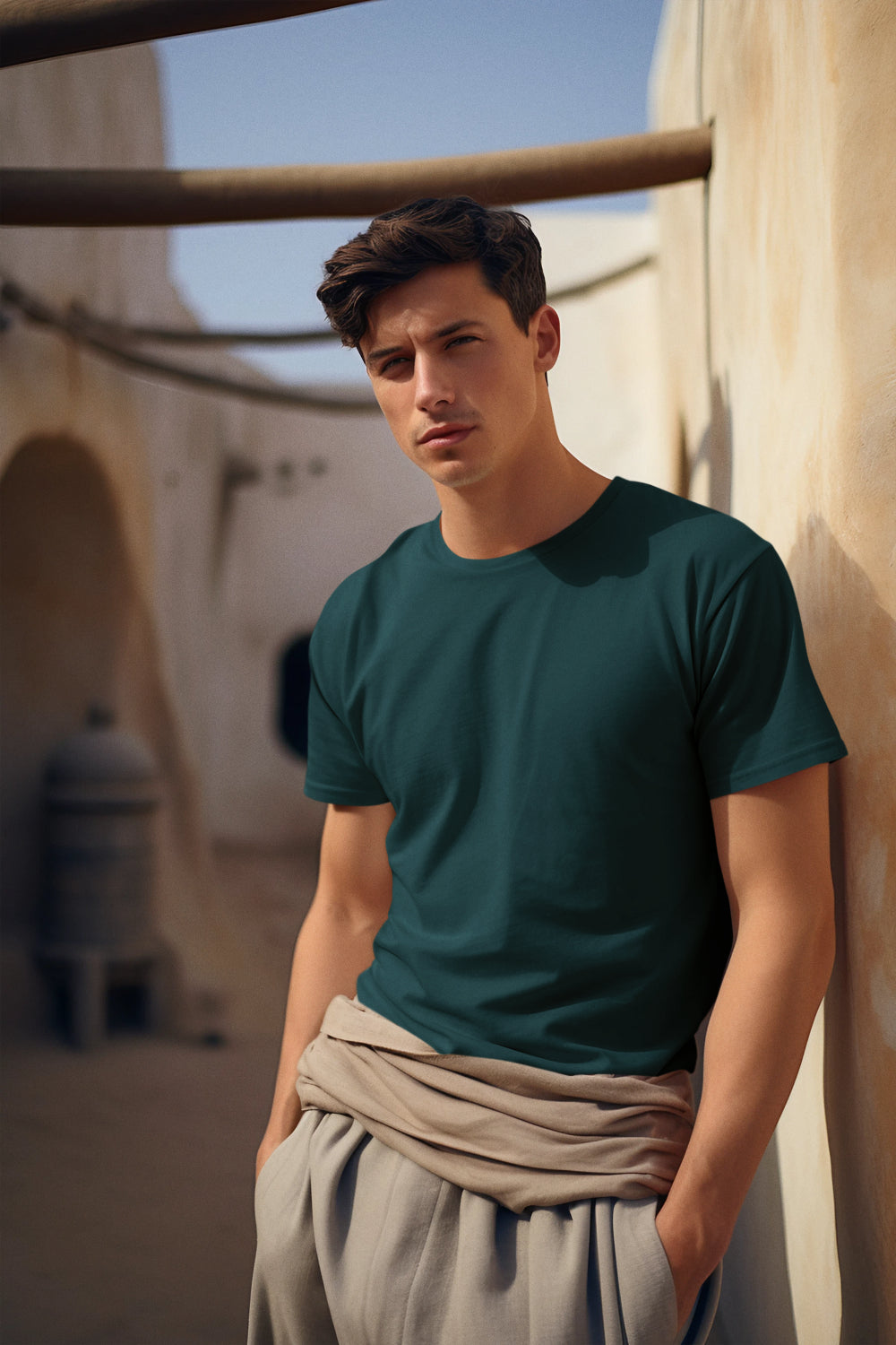 Men's Plain Petrol Blue Classic Tee  by ZealforTee