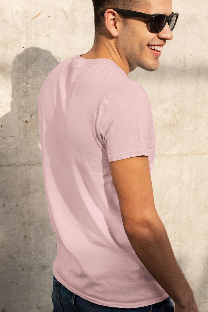 Men's Plain Baby Pink Regular Fit T-shirt by ZealforTee