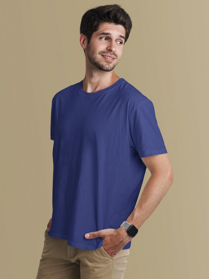 Men's Plain Royal Blue Regular Fit T-shirt by ZealforTee