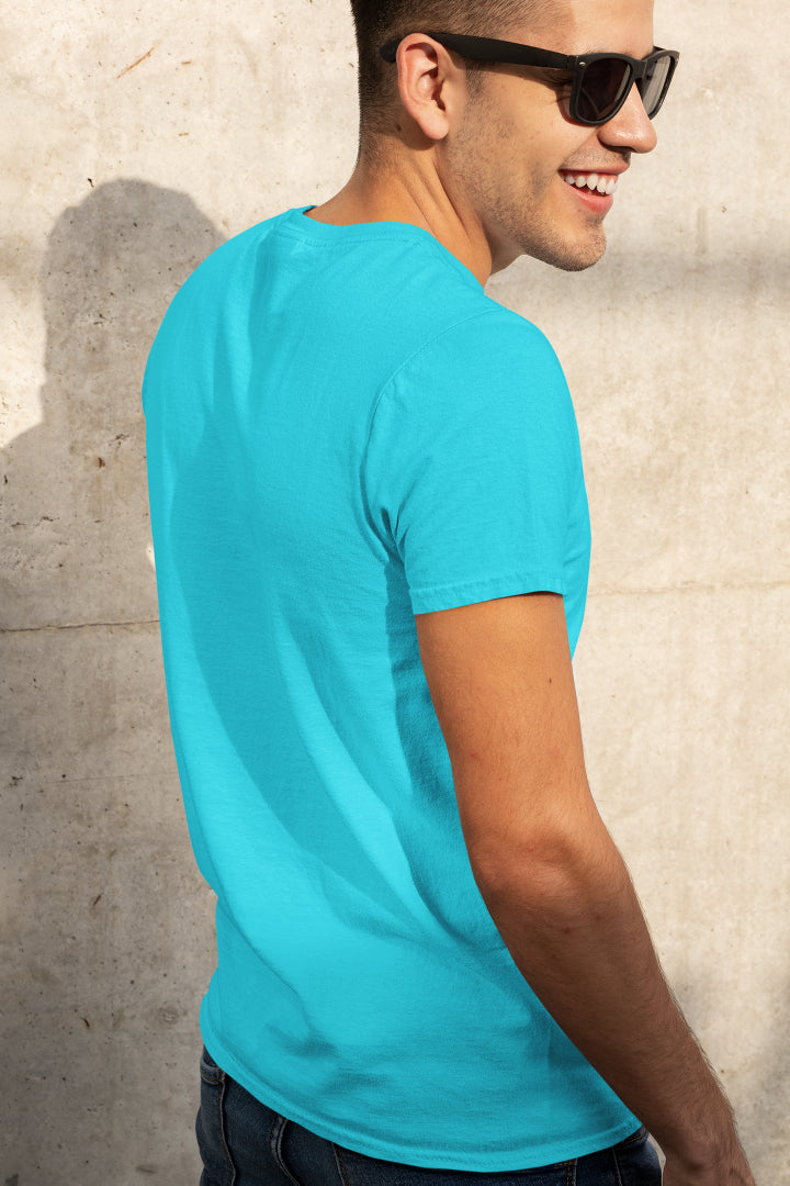 Plain Sky Blue color T-shirt for Men by ZealforTee