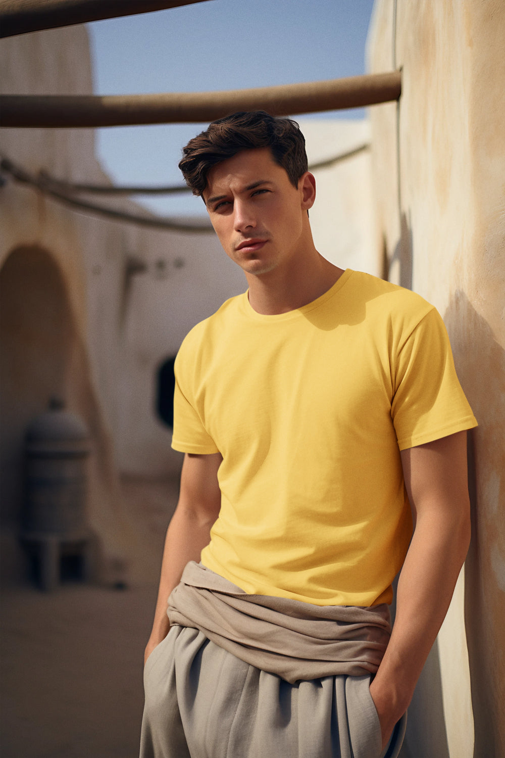 Men's Plain Yellow Regular Fit T-shirt by ZealforTee