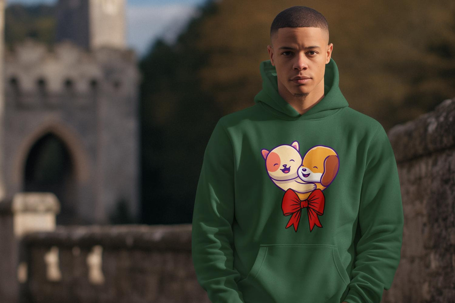 Men's Poochies Hoodie Sweatshirt Light Baby Pink by ZealforTee