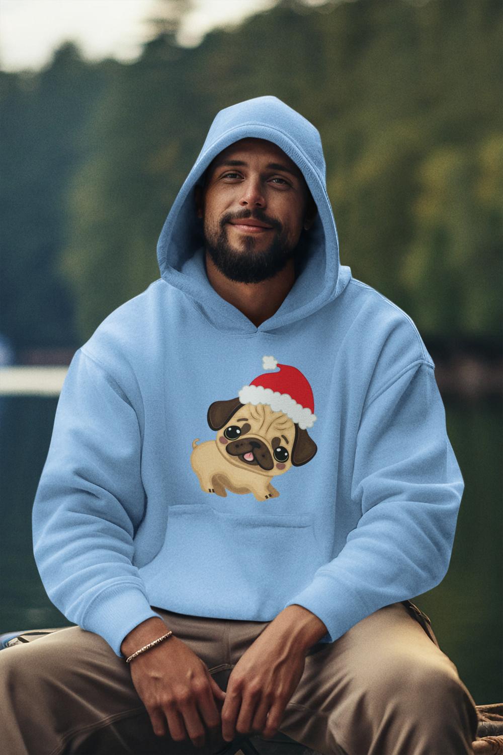 Men's Pug Hoodie Sweatshirt Mint by ZealforTee