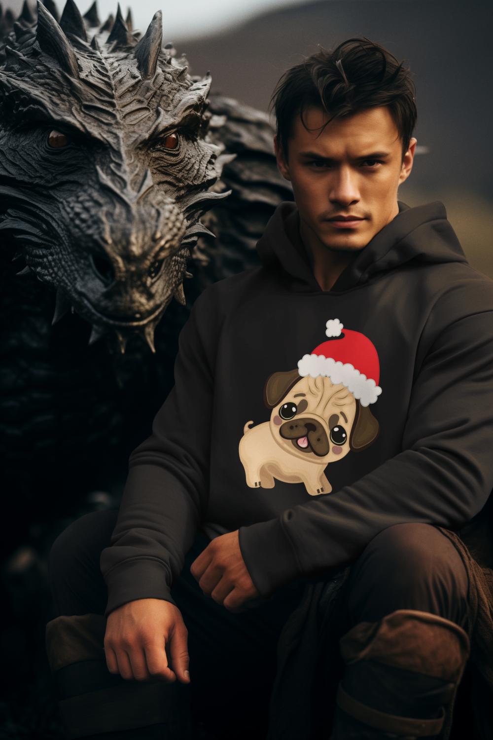 Men's Pug Hoodie Sweatshirt White by ZealforTee