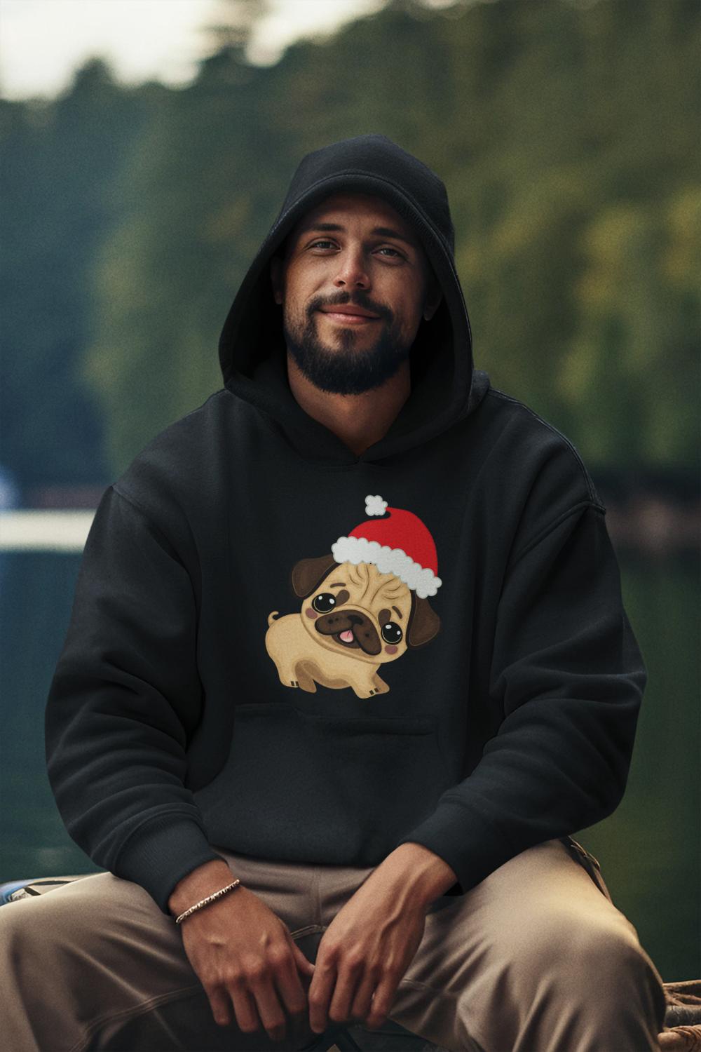 Men's Pug Hoodie Sweatshirt Baby Blue by ZealforTee