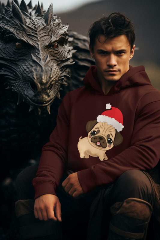 Men's Pug Hoodie Sweatshirt Black by ZealforTee