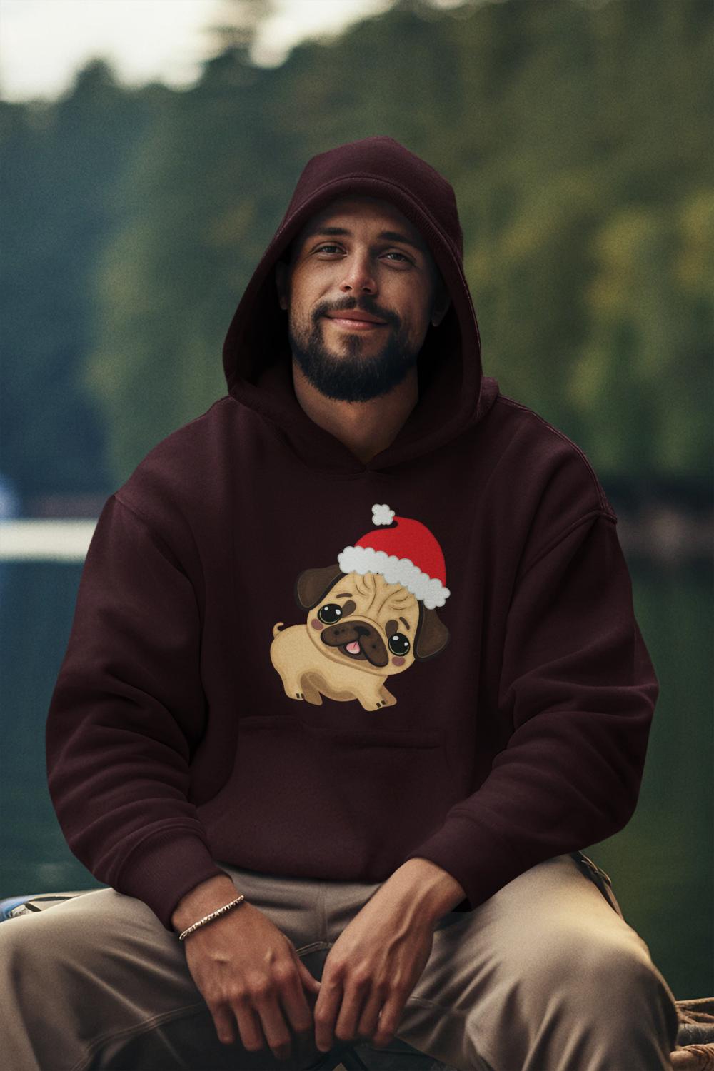 Men's Pug Hoodie Sweatshirt Black by ZealforTee
