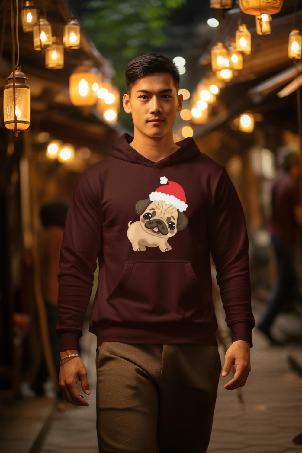 Men's Pug Hoodie Sweatshirt Black by ZealforTee