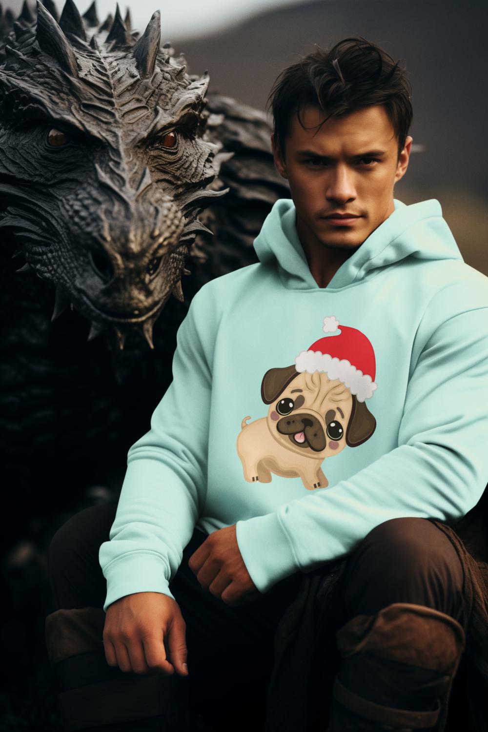Men's Pug Hoodie Sweatshirt Maroon by ZealforTee