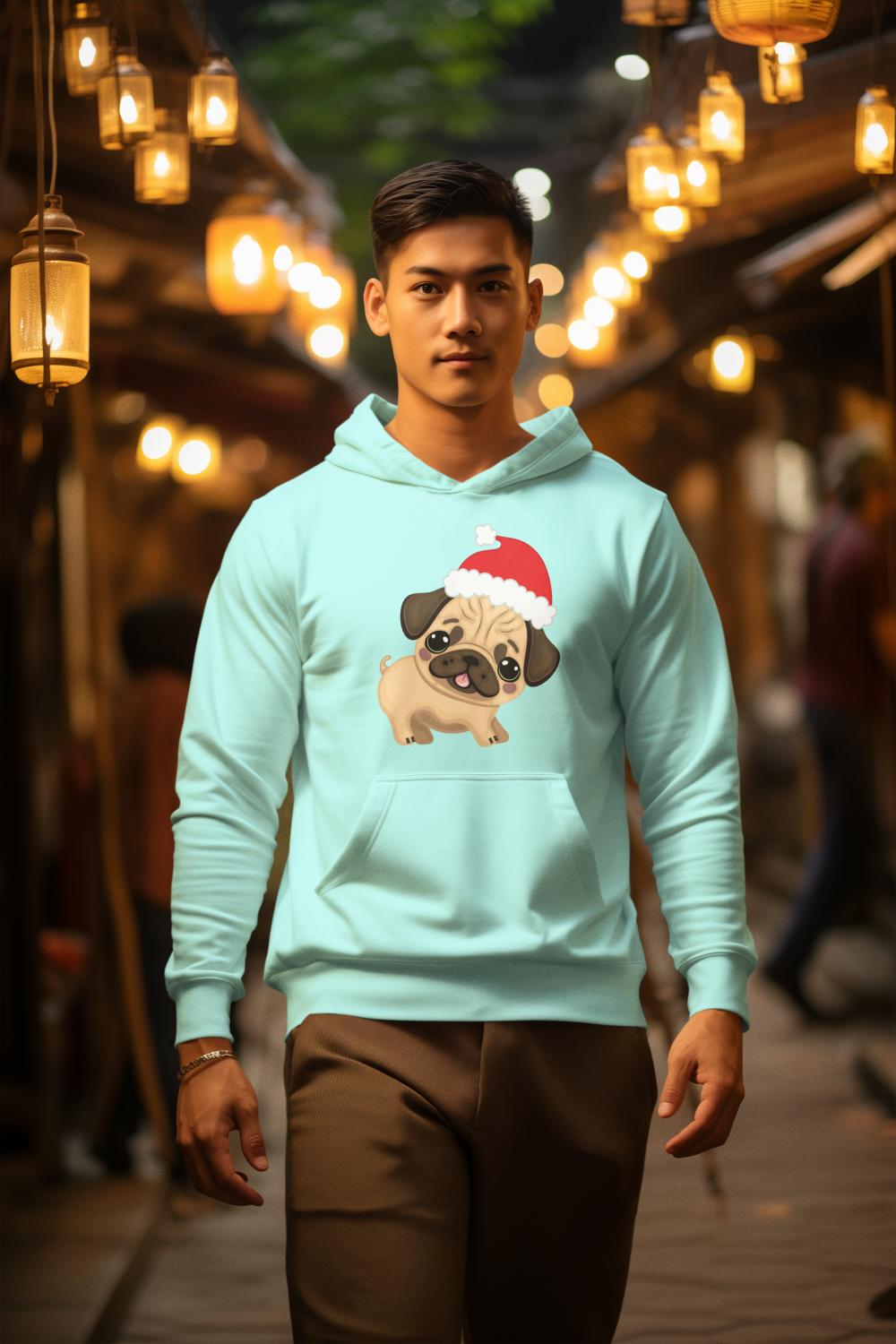 Men's Pug Hoodie Sweatshirt Light Baby Pink by ZealforTee