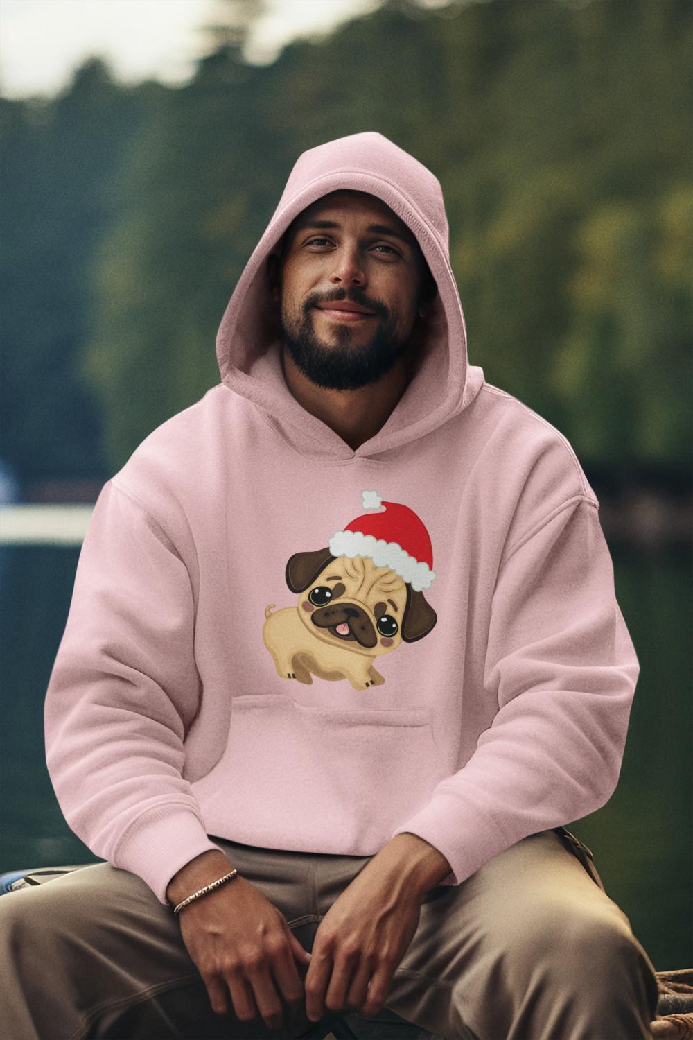 Men's Pug Hoodie Sweatshirt Mint by ZealforTee
