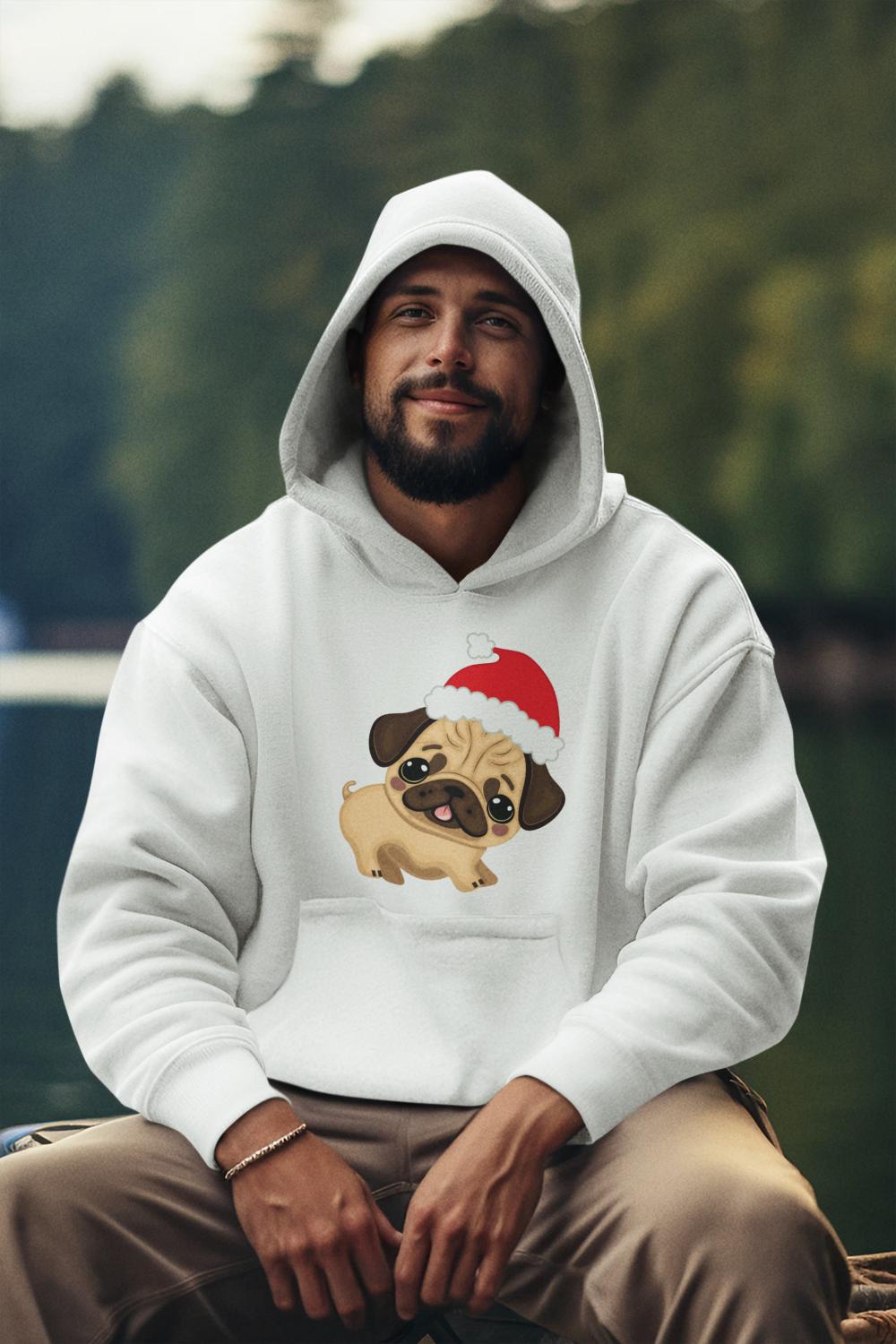 Men's Pug Hoodie Sweatshirt Maroon by ZealforTee