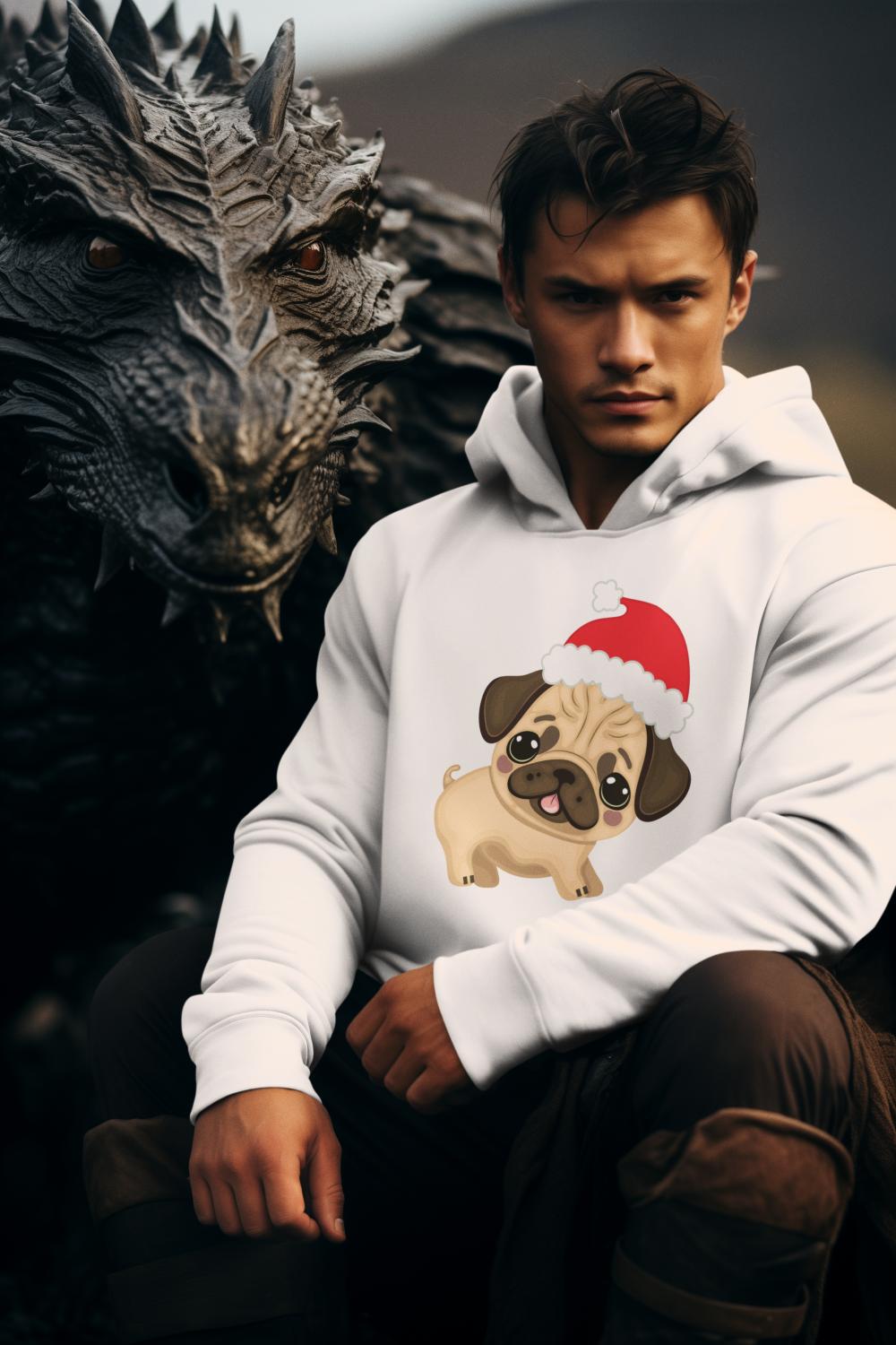 Men's Pug Hoodie Sweatshirt Light Baby Pink by ZealforTee