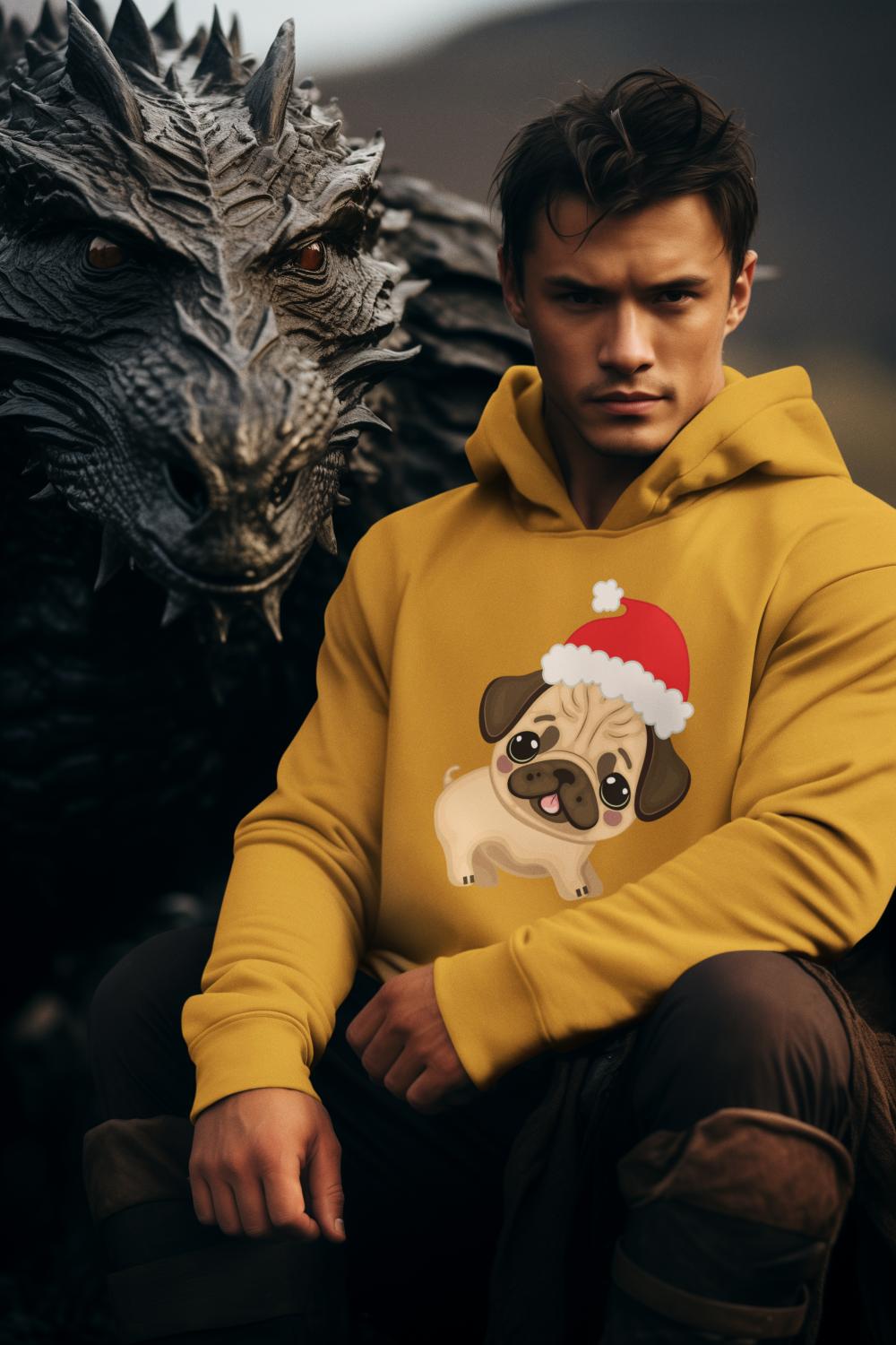 Men's Pug Hoodie Sweatshirt Black by ZealforTee