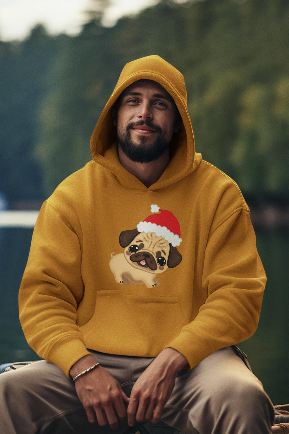 Men's Pug Hoodie Sweatshirt Black by ZealforTee