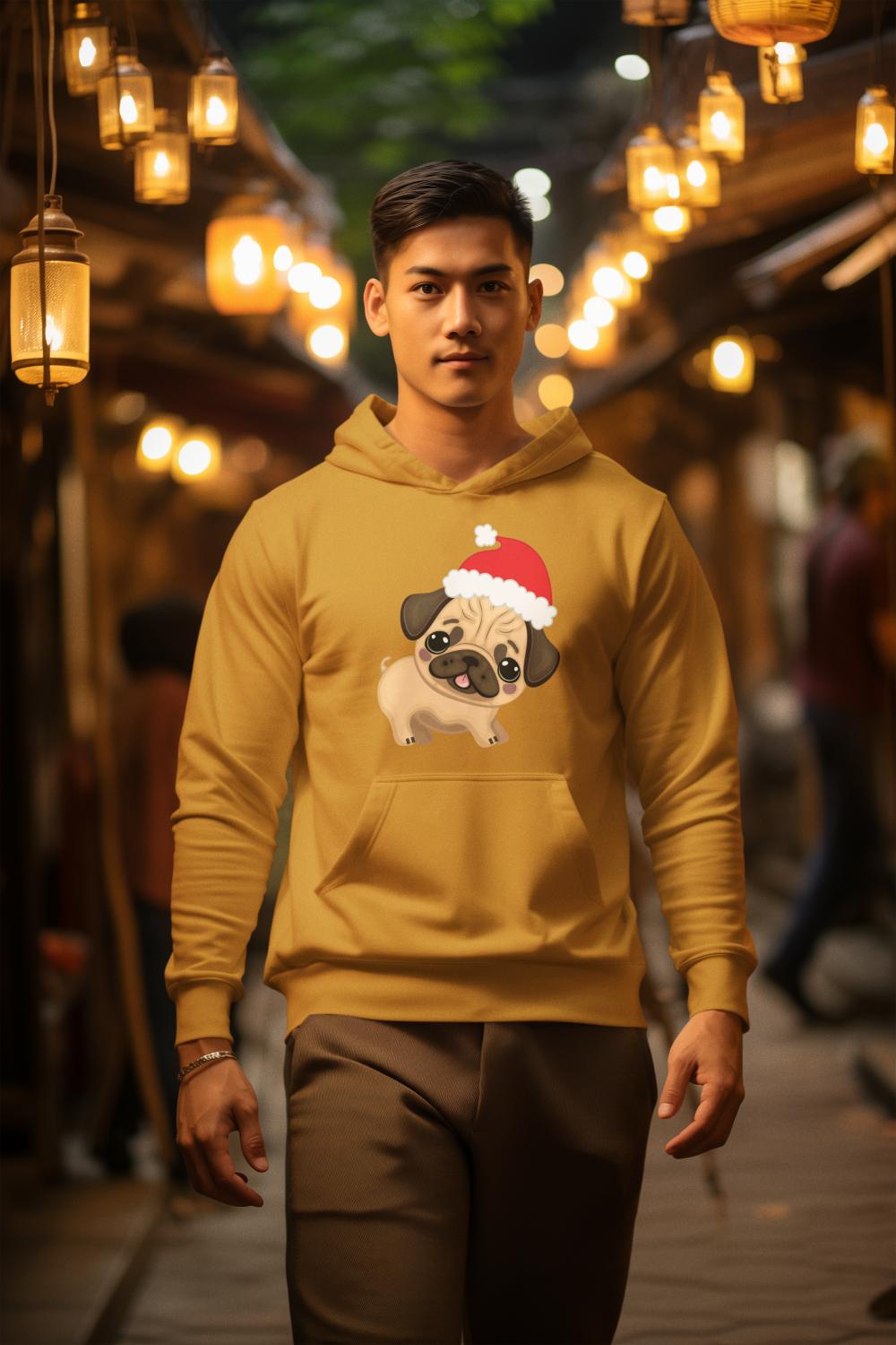 Men's Pug Hoodie Sweatshirt Black by ZealforTee