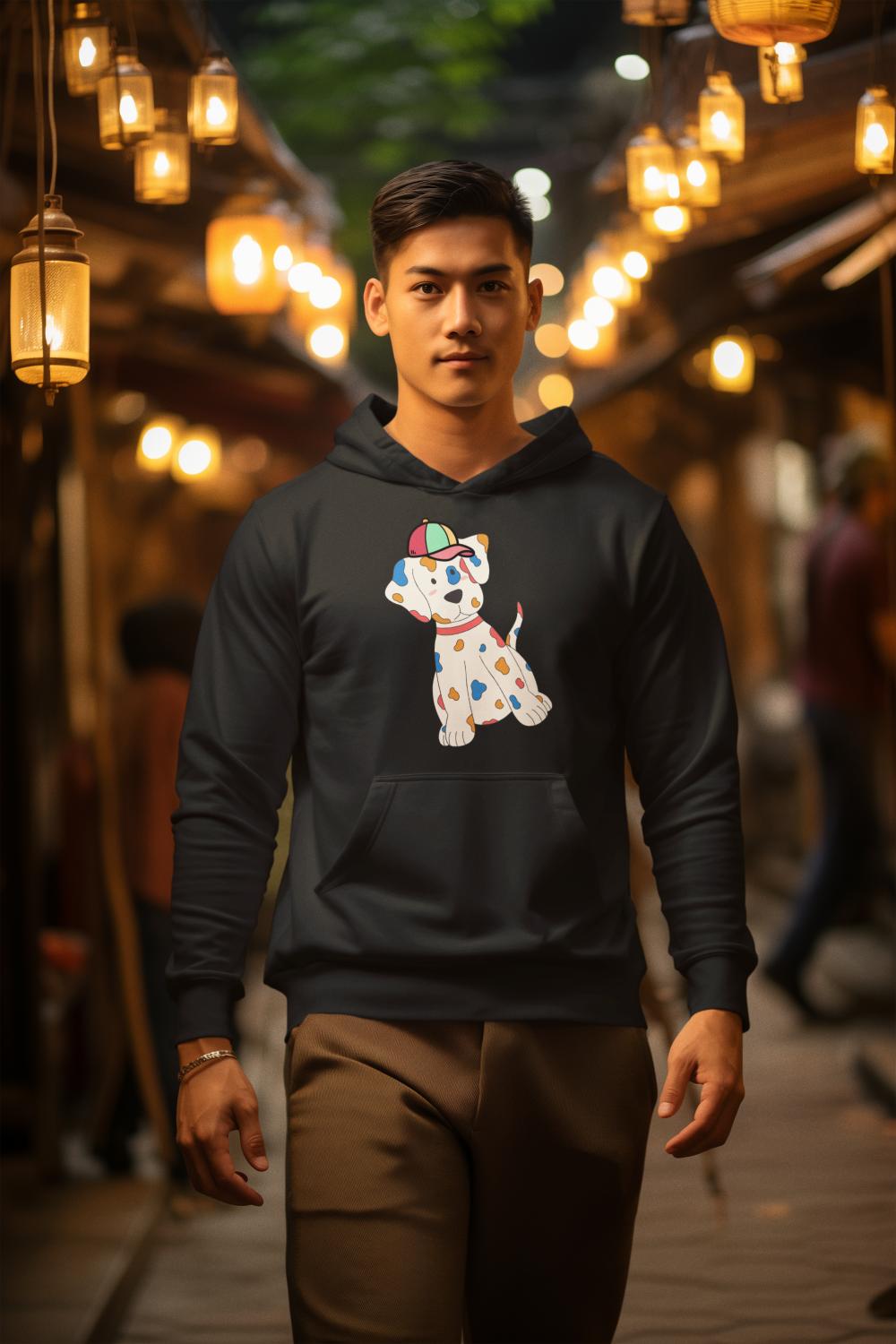 Men's Pups Along Cap Hoodie Sweatshirt White by ZealforTee