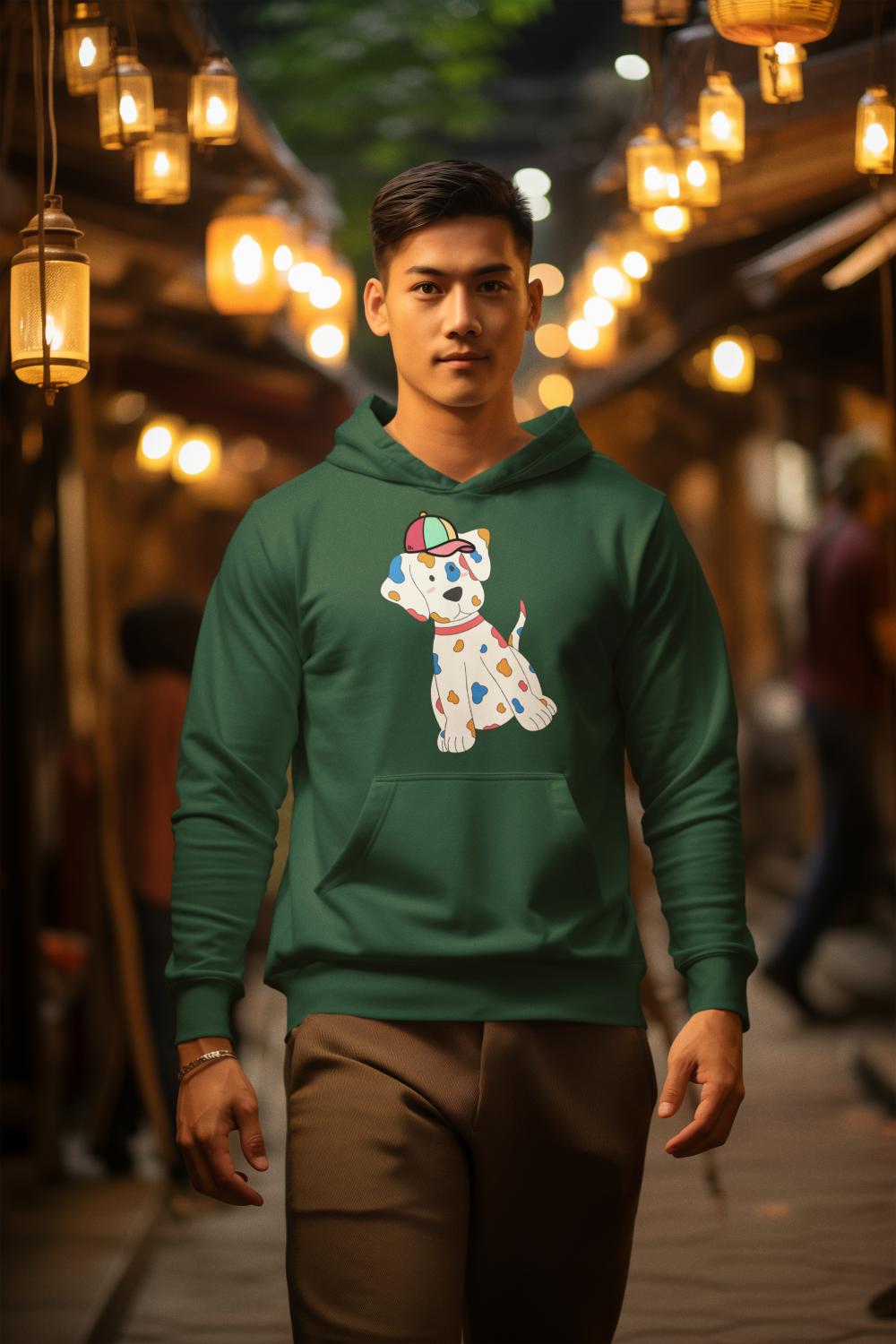 Men's Pups Along Cap Hoodie Sweatshirt Black by ZealforTee