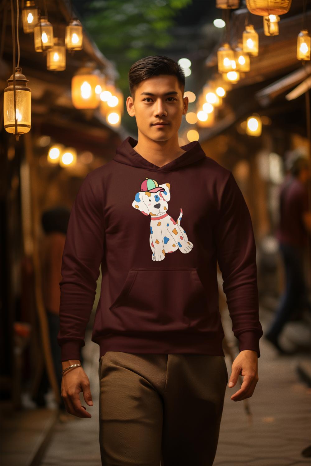 Men's Pups Along Cap Hoodie Sweatshirt Royal Blue by ZealforTee