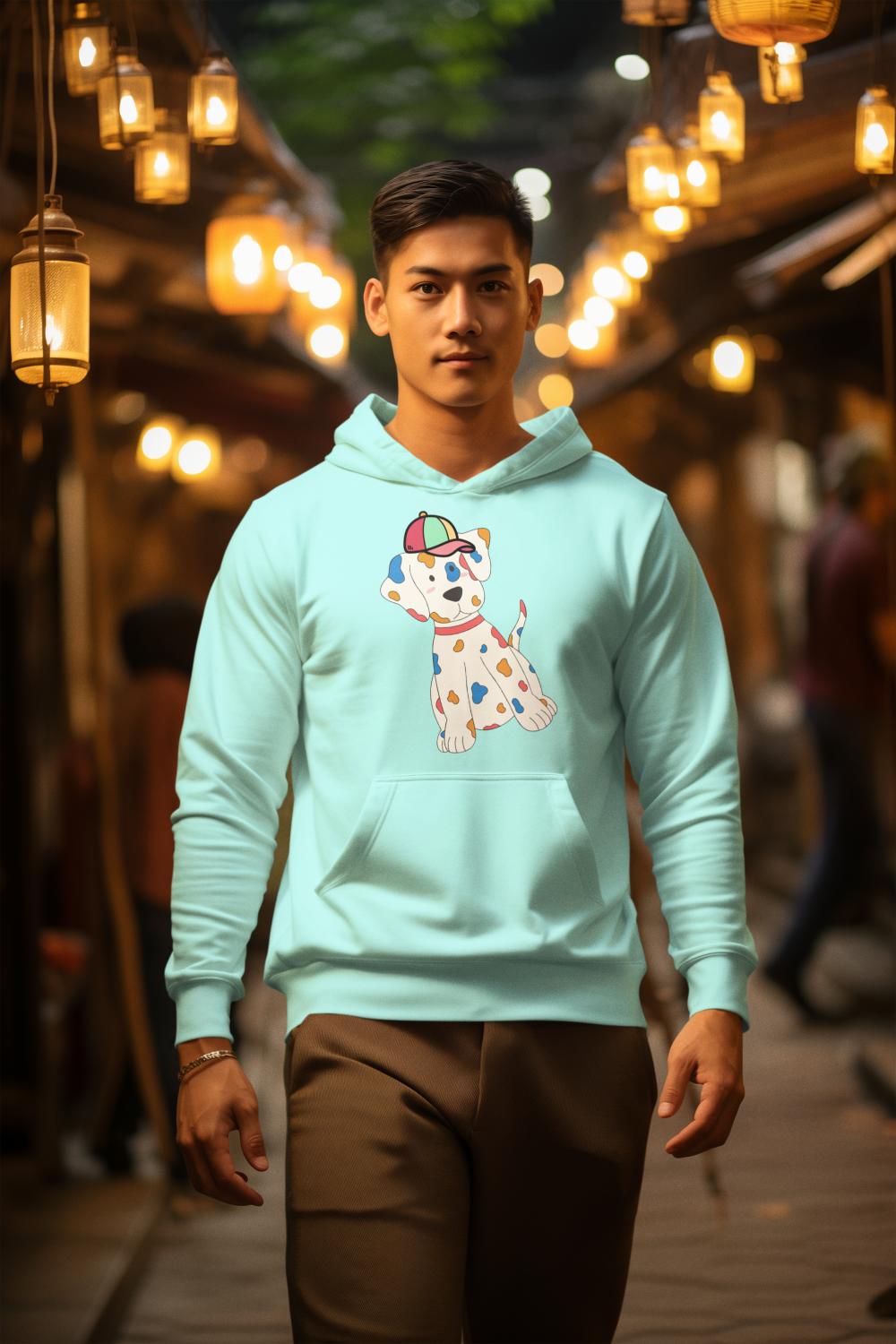 Men's Pups Along Cap Hoodie Sweatshirt Mint by ZealforTee