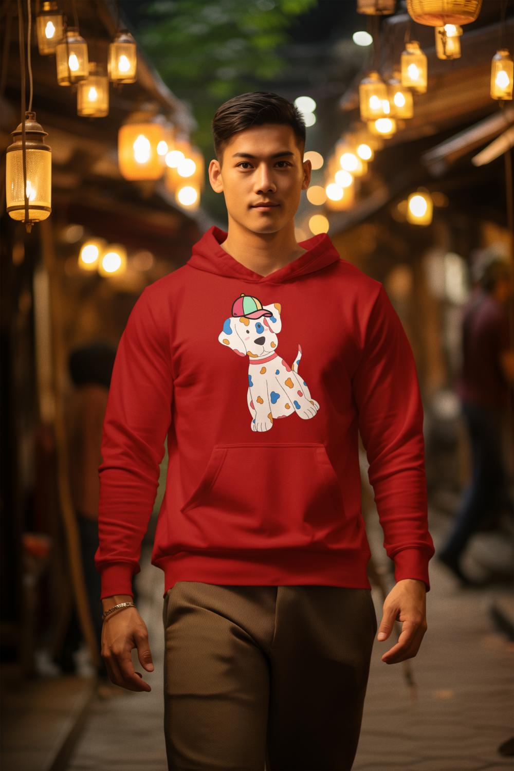 Men's Pups Along Cap Hoodie Sweatshirt Black by ZealforTee