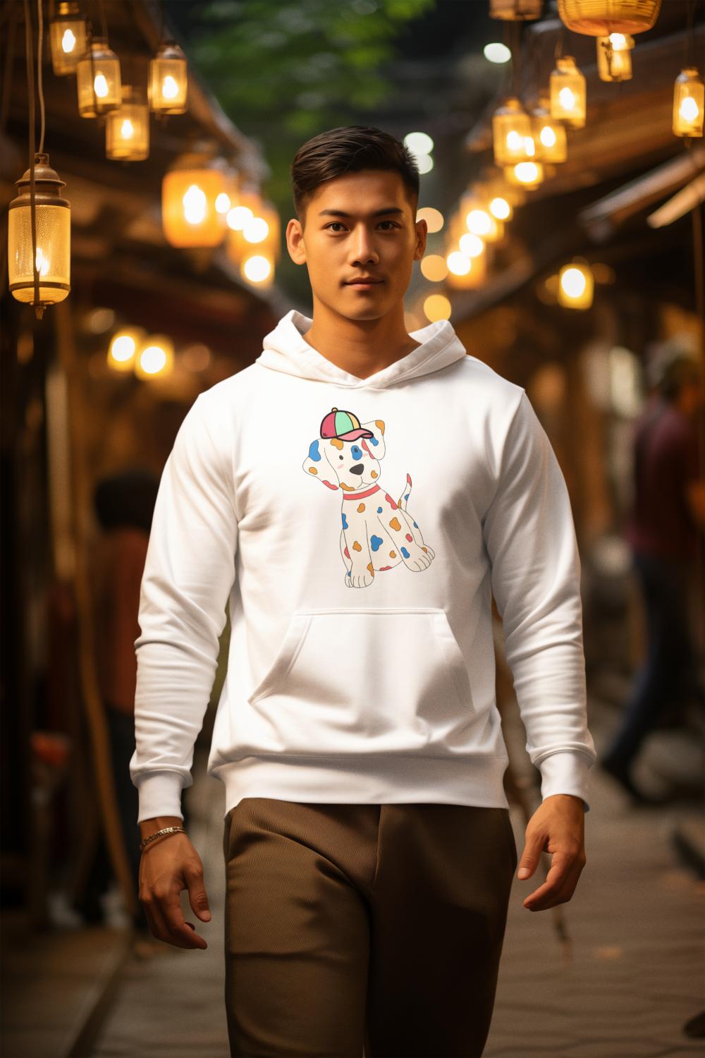 Men's Pups Along Cap Hoodie Sweatshirt Maroon by ZealforTee