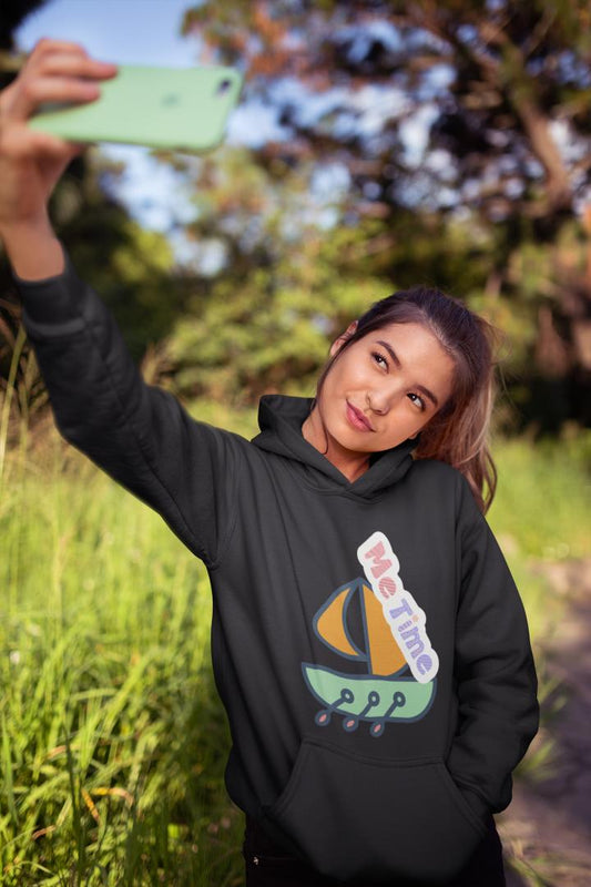 Women's Me Time Hoodie Sweatshirt Black by ZealforTee