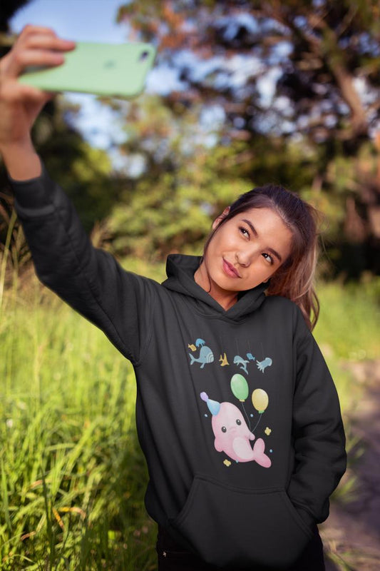 Women's Dolphin Hoodie Sweatshirt Black by ZealforTee