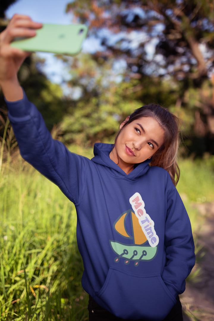 Women's Me Time Hoodie Sweatshirt Black by ZealforTee