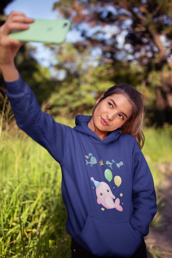 Women's Dolphin Hoodie Sweatshirt Black by ZealforTee