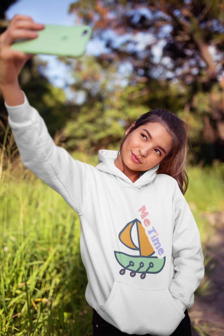 Women's Me Time Hoodie Sweatshirt Black by ZealforTee
