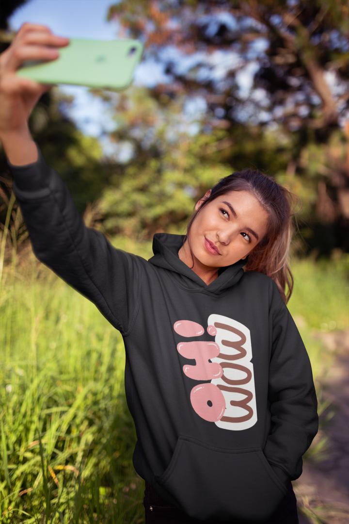 Women's Oh Wow Hoodie Sweatshirt Light Baby Pink by ZealforTee